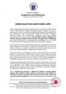 ROLL-OUT AND USE OF FACEBOOK WORKPLACE AND DEPED ELECTION MINITORING APPS2