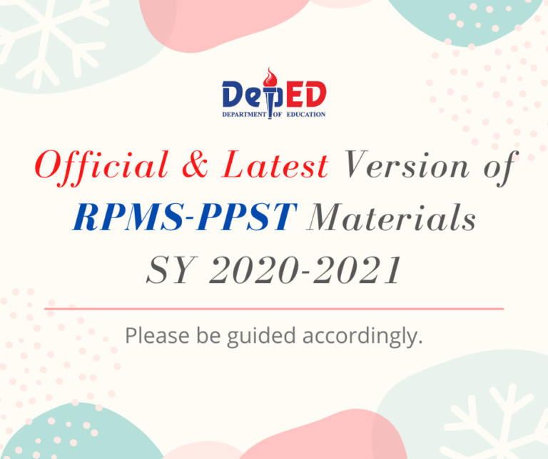 Rpms Ppst Downloadable Materials For Sy 2020 2021 New 5390