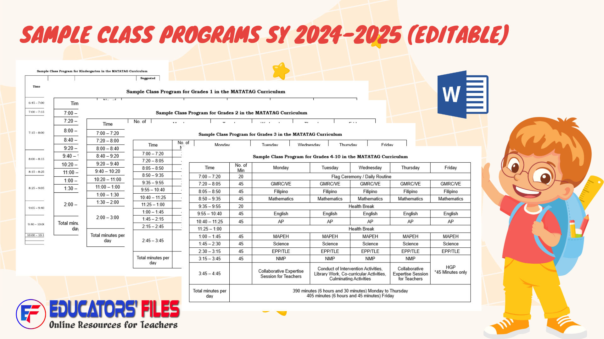 Sample Class Programs for SY 2024-2025 (Editable)