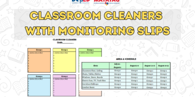 Classroom Cleaners Chart with Monitoring Slips