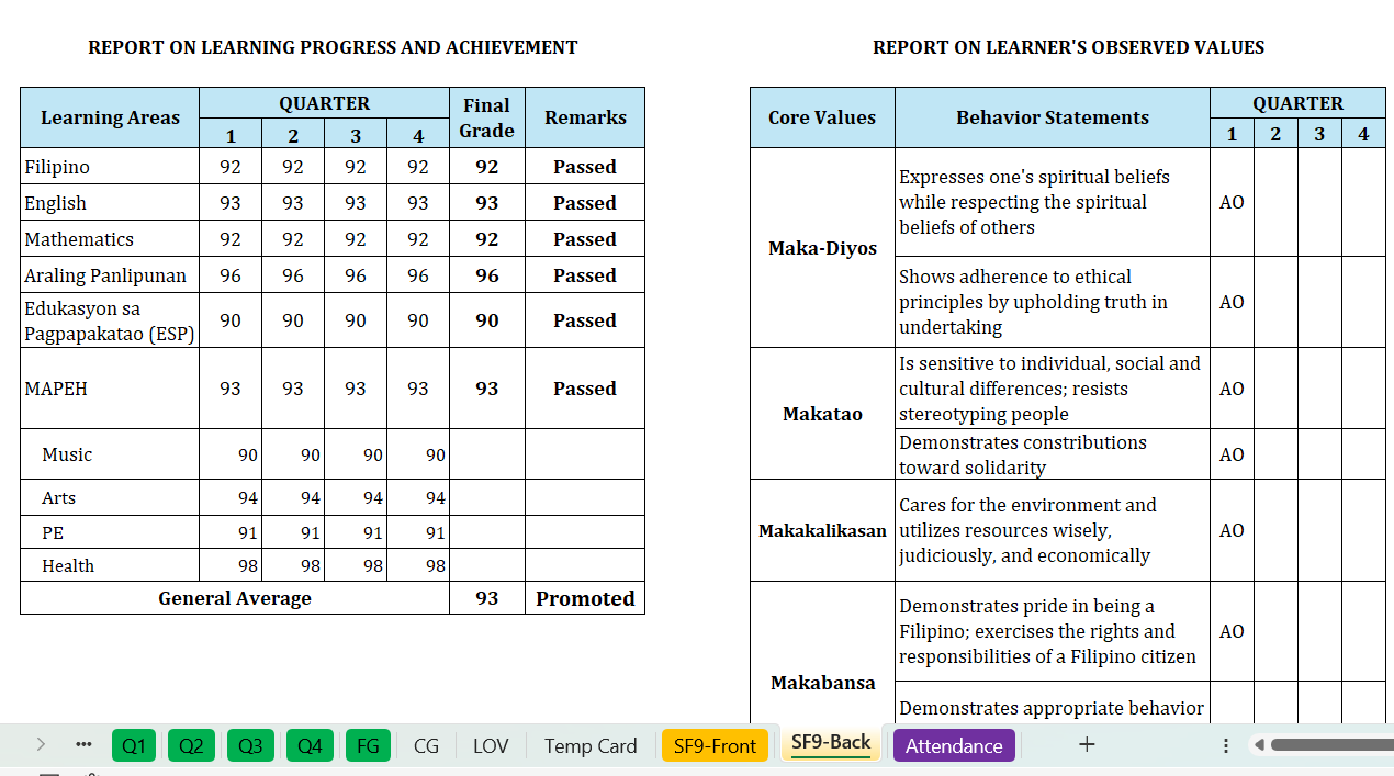 Automated SF9 for Grade 2